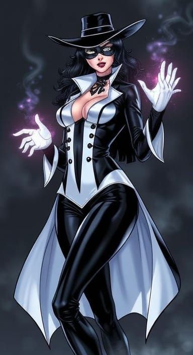 Zatanna Casting a Spell in Comic Book Style