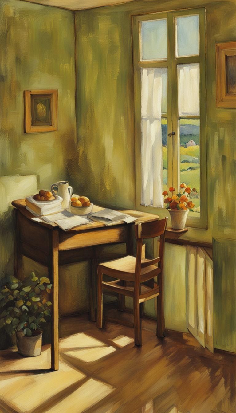 Impressionist Room Interior in Sunlight