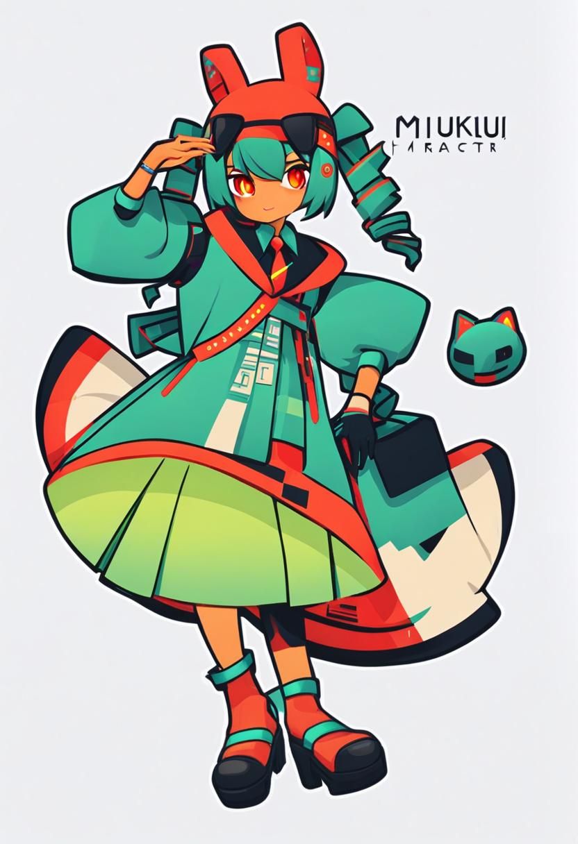 Stylized Miku Character in Anime Style
