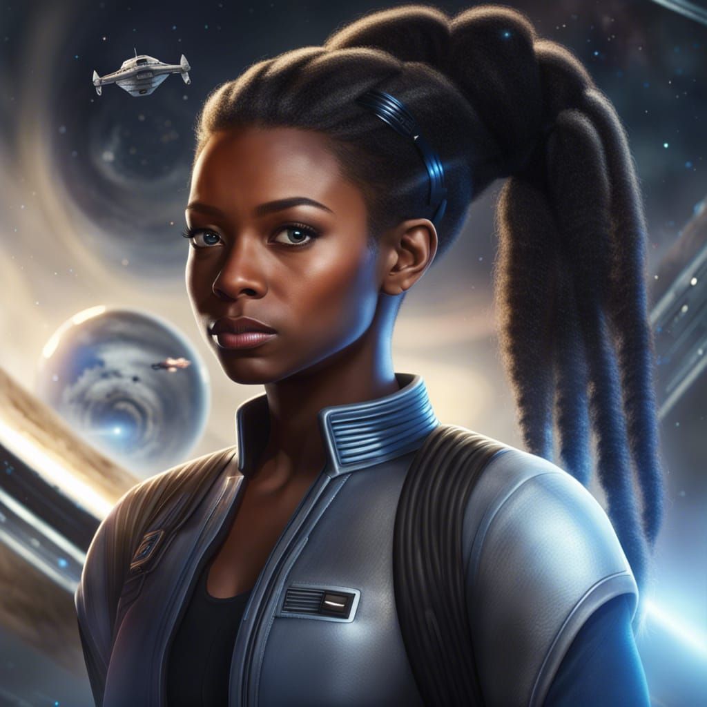 Photorealistic Starship Pilot with Wild Hair