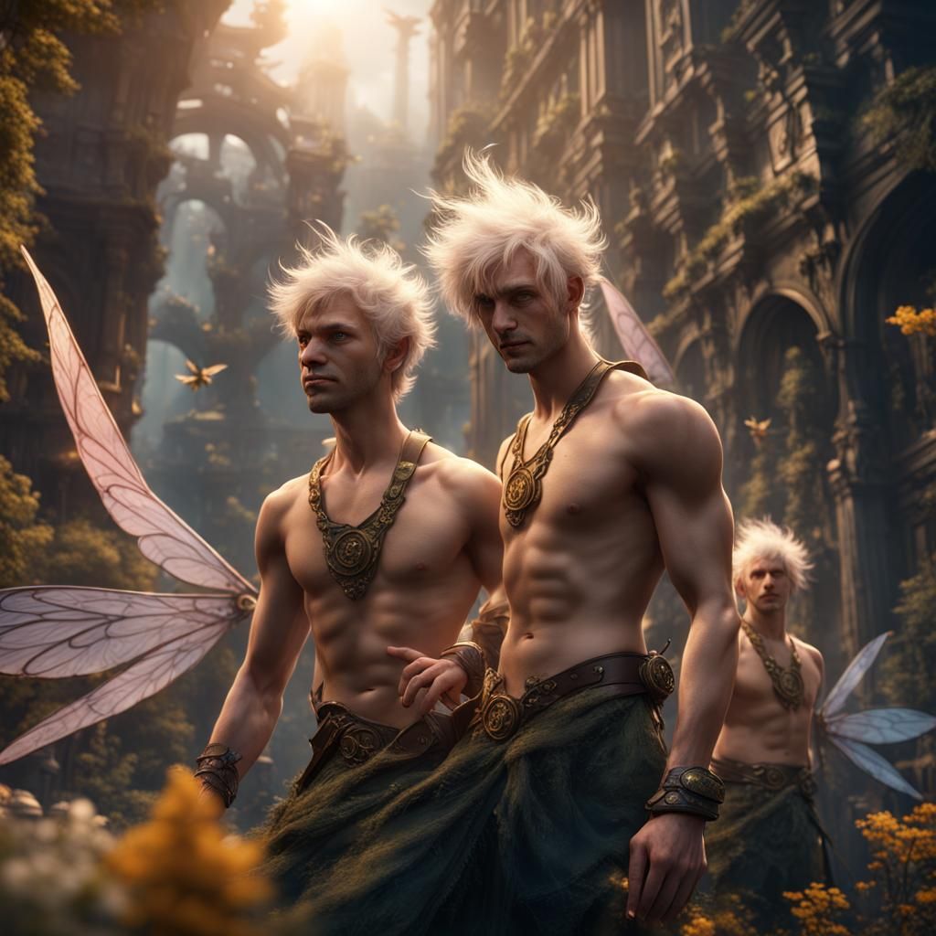 Fairies Fly Over Fantasy City: Detailed Matte Painting