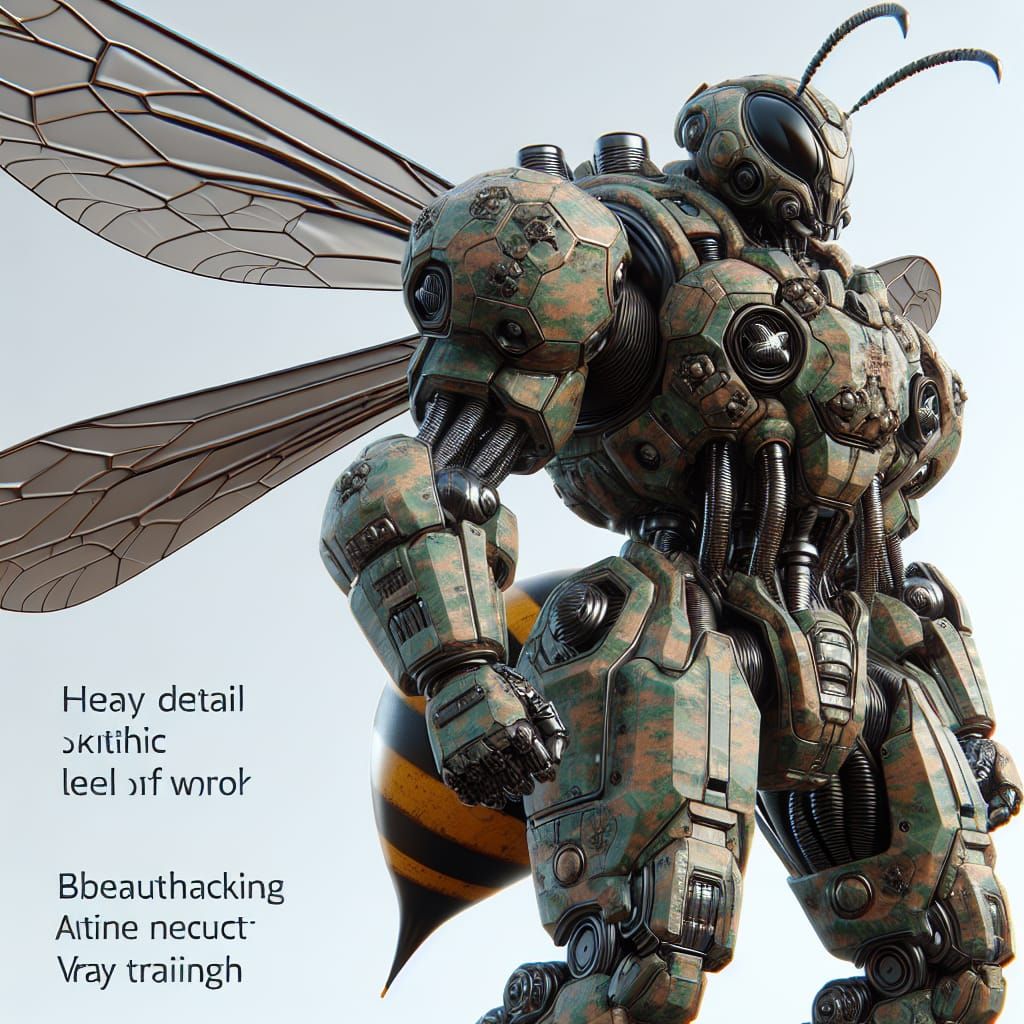 Ridable Wasp Mecha in Anime-Inspired 3D Art