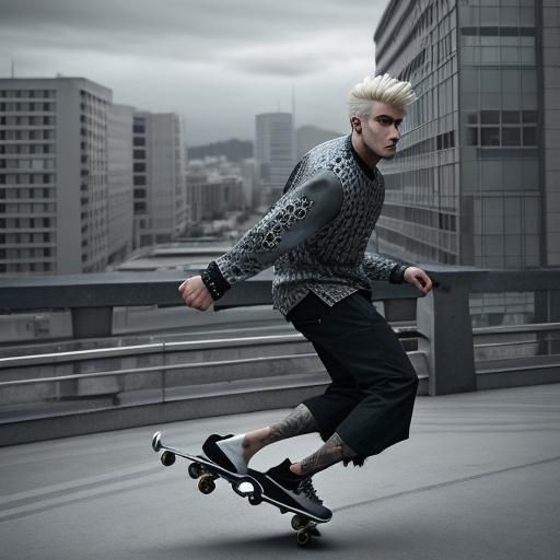 Hyperrealistic Skater Boy Portrait with Tattoos