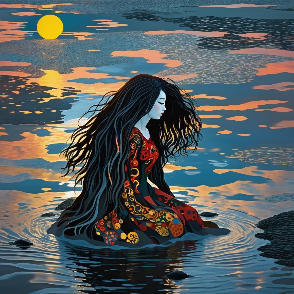 Myth and Selkie at Sunset: A Collage Dreamscape