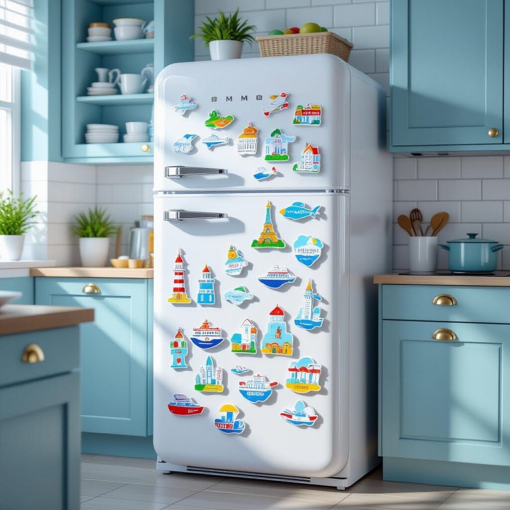 Hyperrealistic 3D Fridge Magnet Collection Display