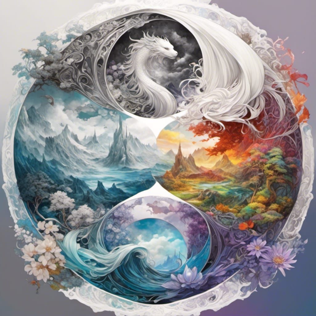 Yin Yang Separates Black and White and Rainbow Worlds