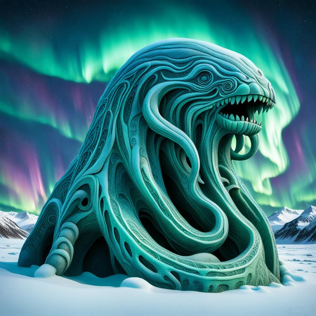 Boulder Monster in Inuit Carving Art Style