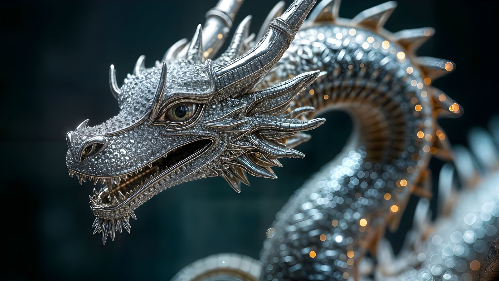 Luxurious Chrome Dragon Radiates Opulence