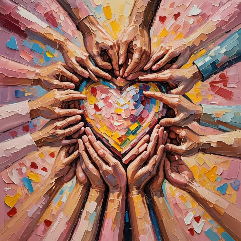 Heartwarming Neo-Impressionist Painting of Family Love