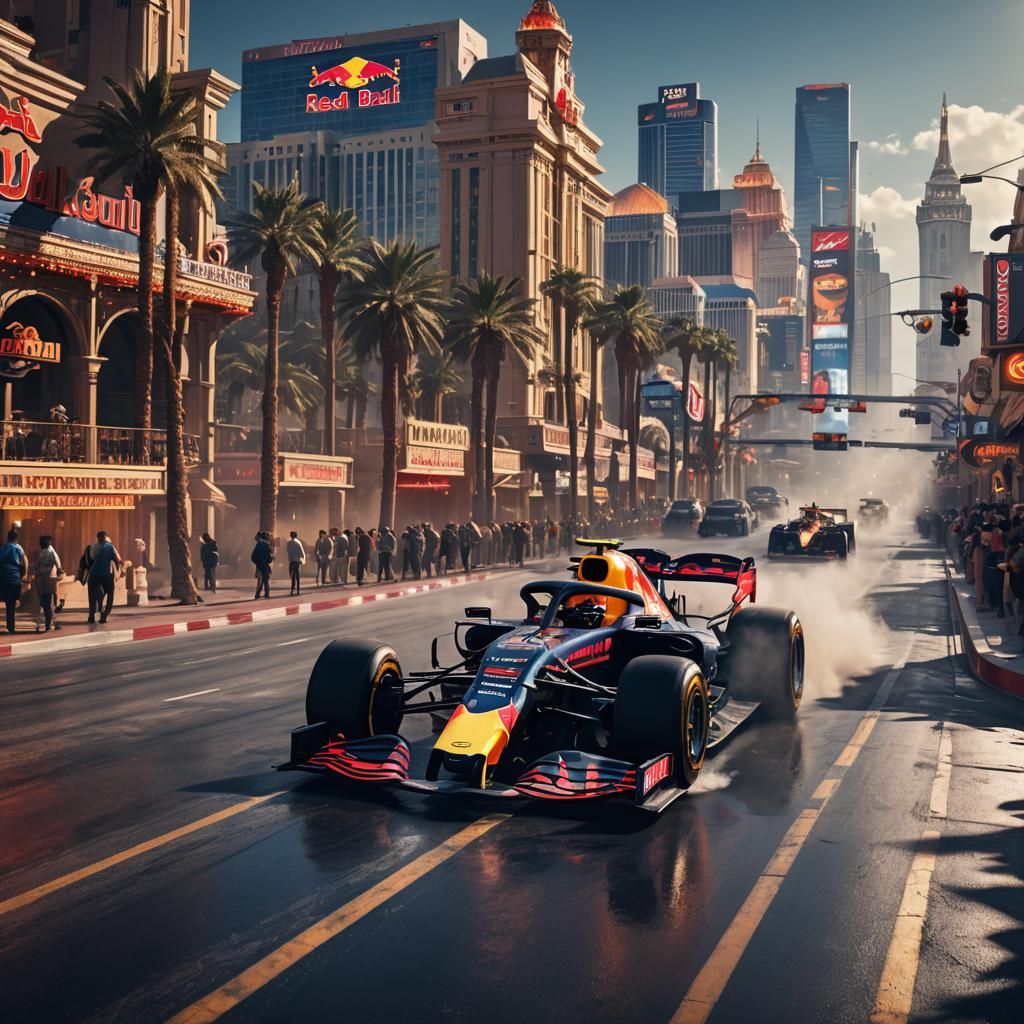 Verstappen's Red Bull on the Las Vegas Strip