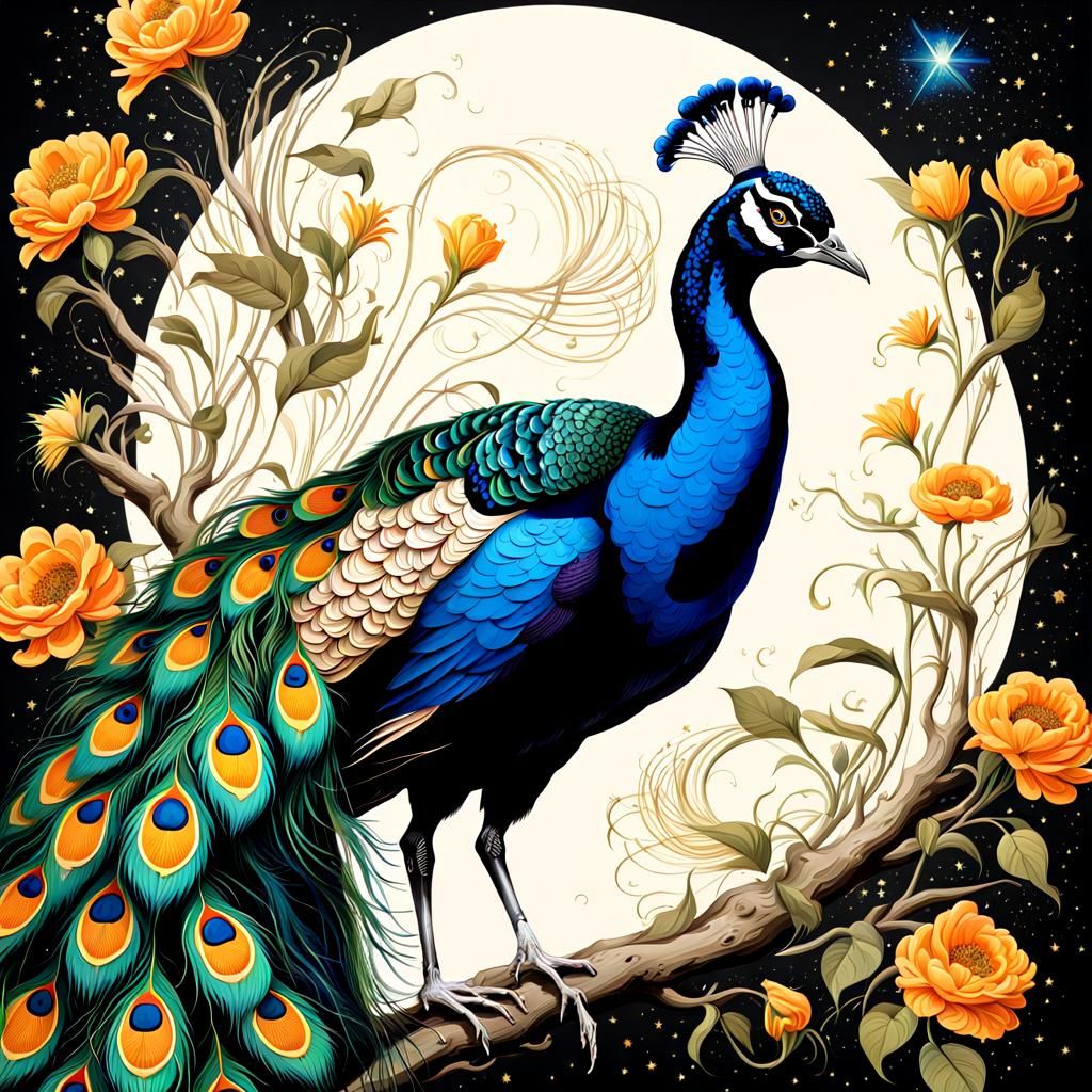 Surreal Peacock in Deep Space