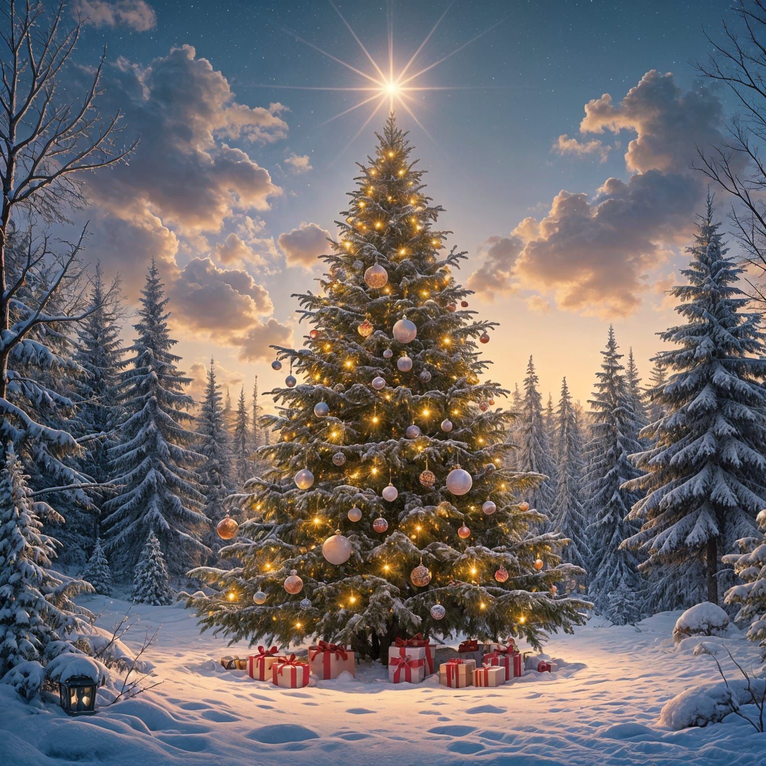 Ultra Cute Christmas Tree in Whimsical Art