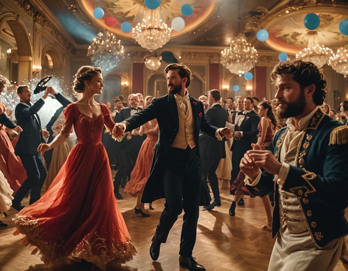 Grand Ballroom Dance in Warm, Golden Light