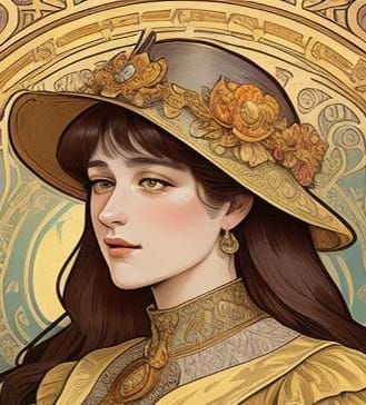 Art Nouveau Hat in Vintage Advertising Style