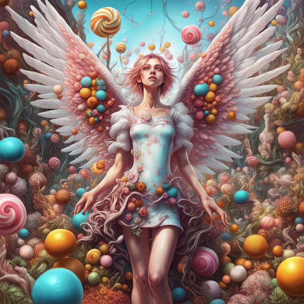 Candy Art Angel in Mutated Bosch Garden