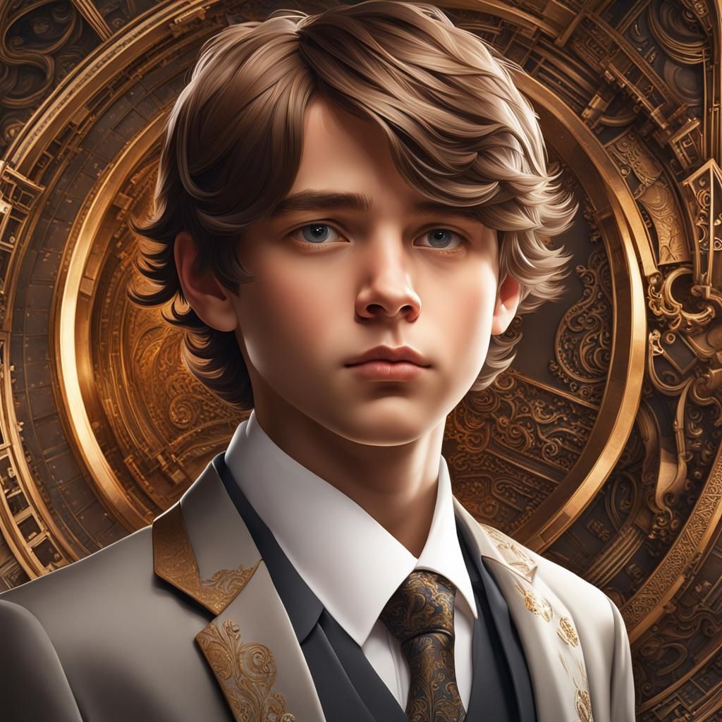Boy in Formal Suit: Hyperdetailed Portrait