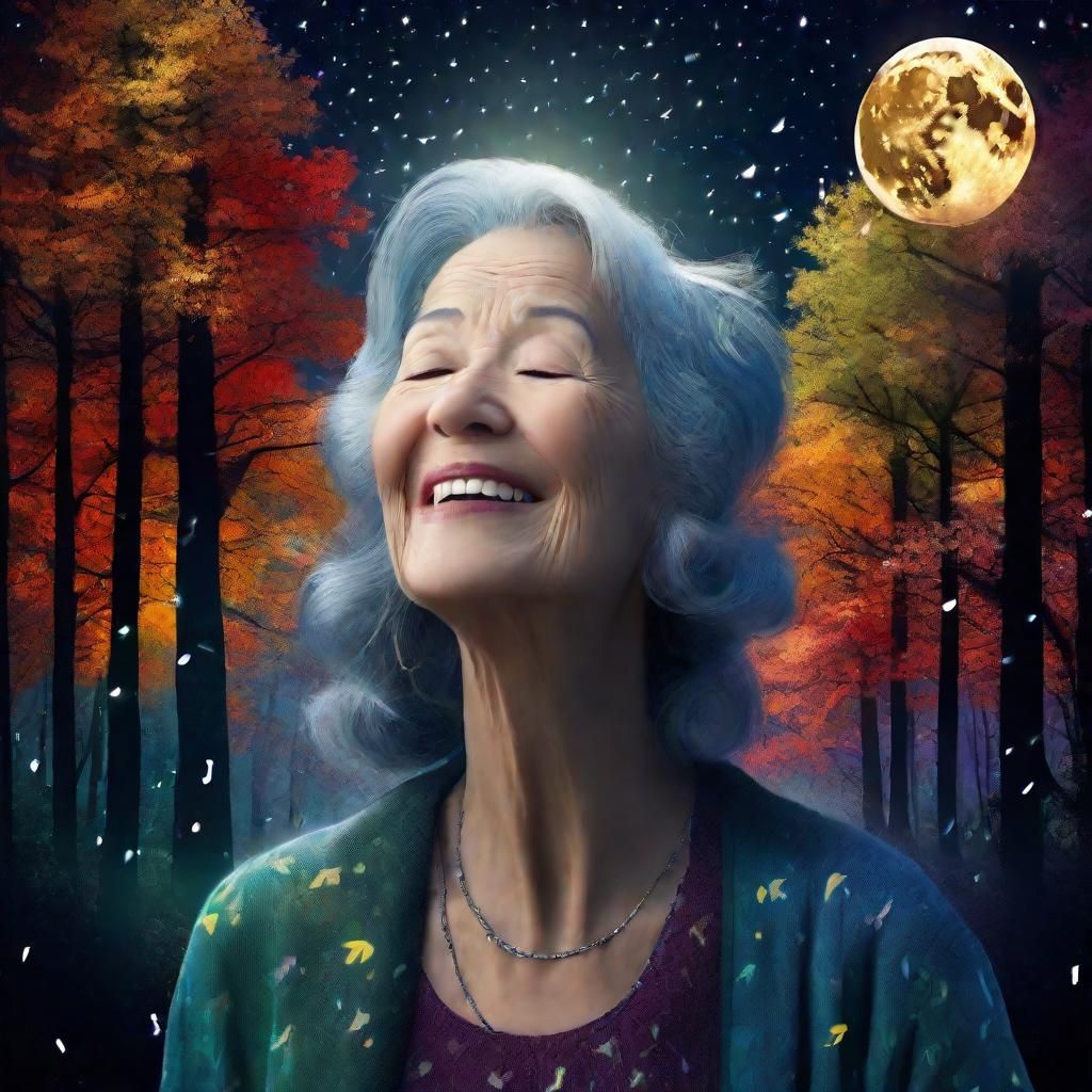 Moonlit Serenade: Woman Singing to the Moon