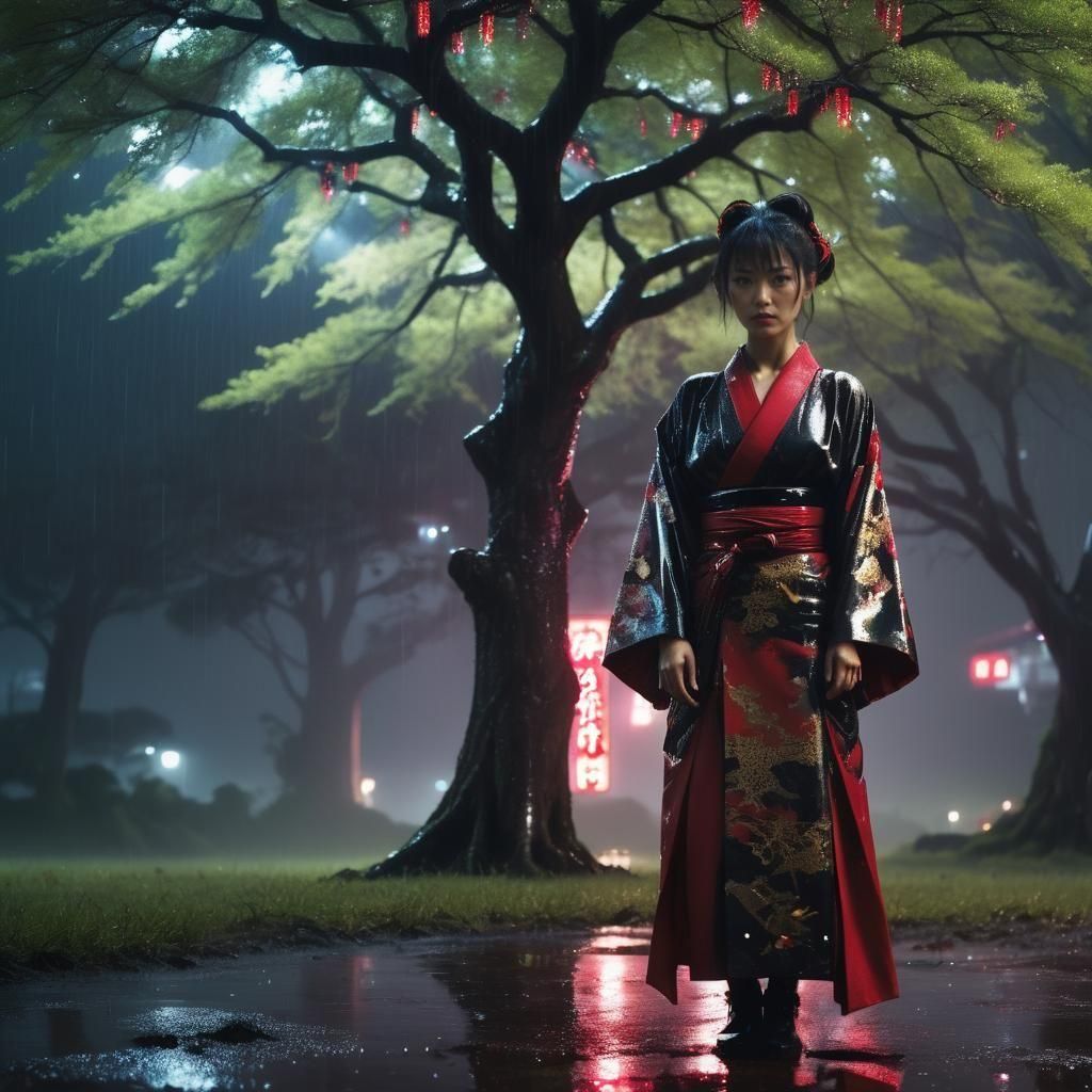 Cyborg Assassin in Kimono, Cinematic Film Still