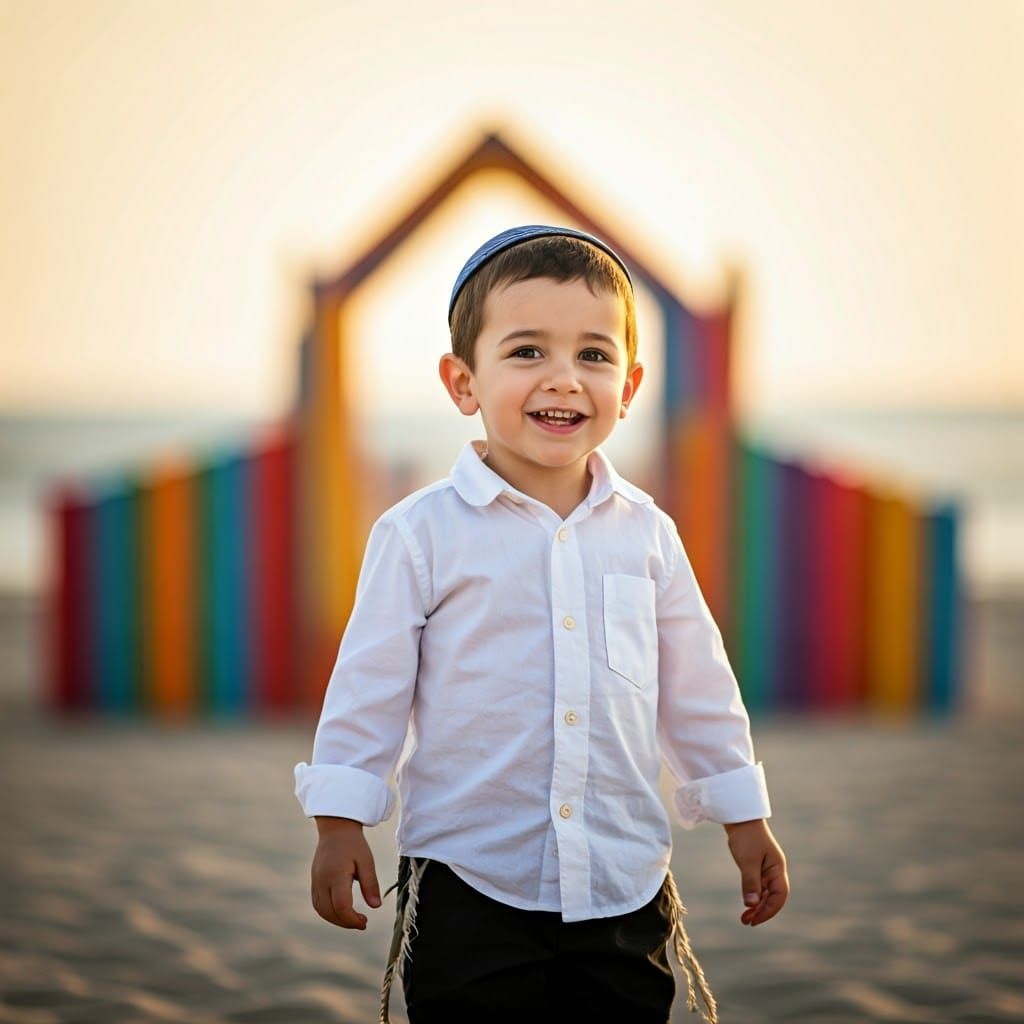 Joyful Haredi Boy Builds Whimsical Dance Palace by the Sea
