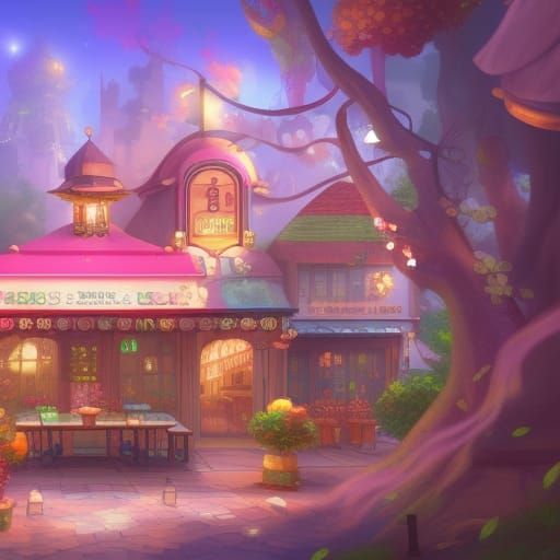 Kawaii Cafe: Detailed Matte Painting in Unreal Engine