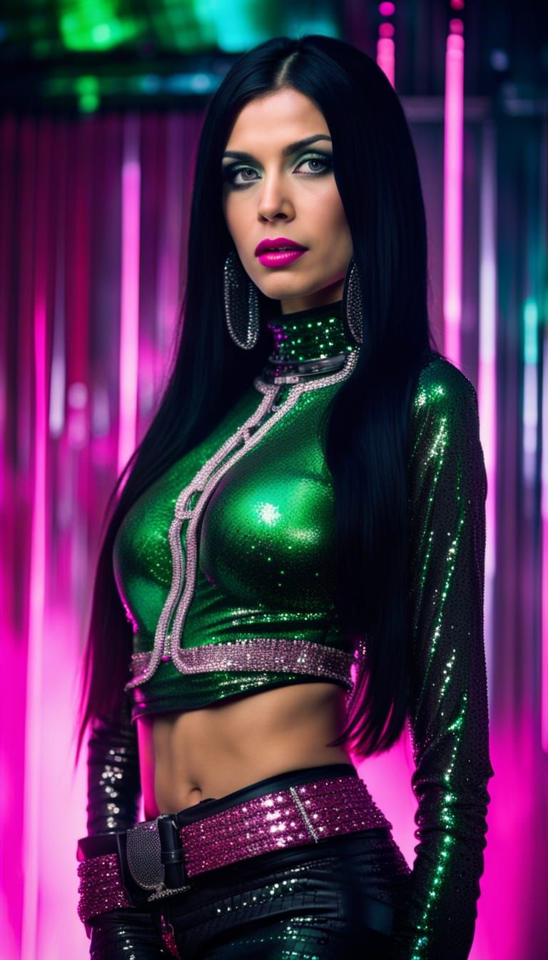 Beautiful Woman with Rhinestones in Neo Mos Eisley