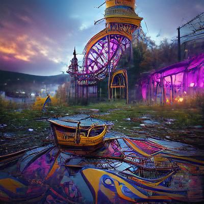Abandoned Amusement Park: Dark Fantasy Concept Art