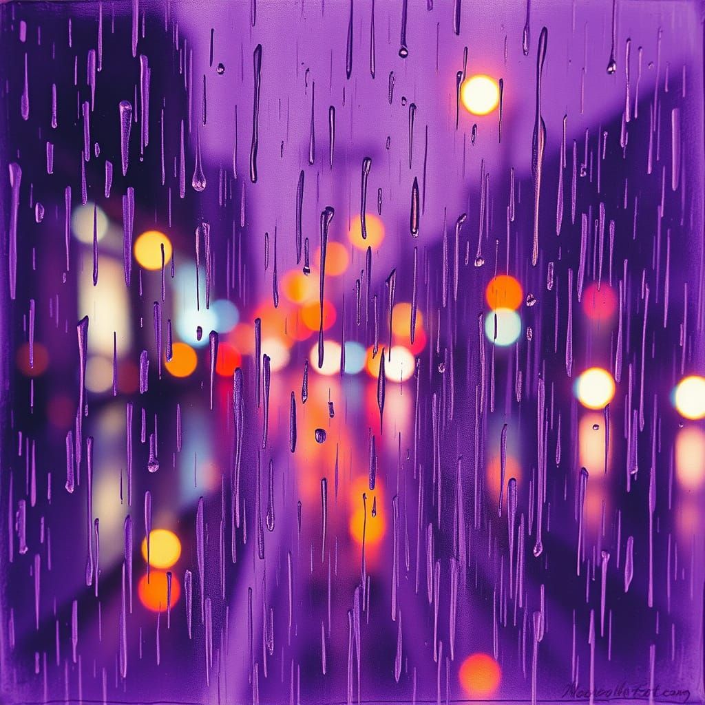 Vibrant Modern European Art Piece with Purple and Orange Hue...