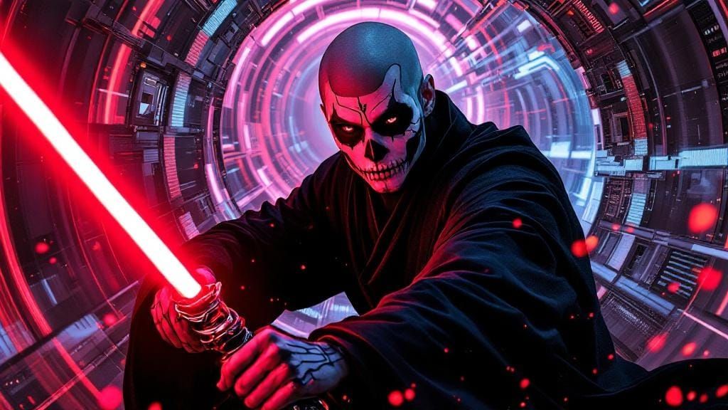 Sugar Skull Jedi Knight with Red Lightsaber