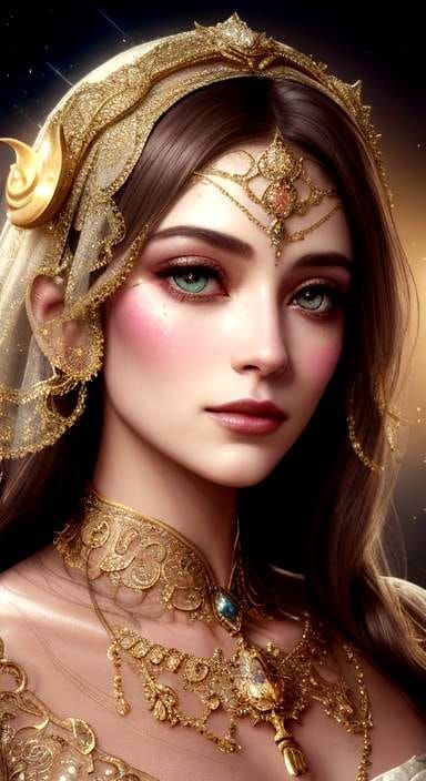 Ethereal Woman with Celestial Face Paint in Fantasy Art