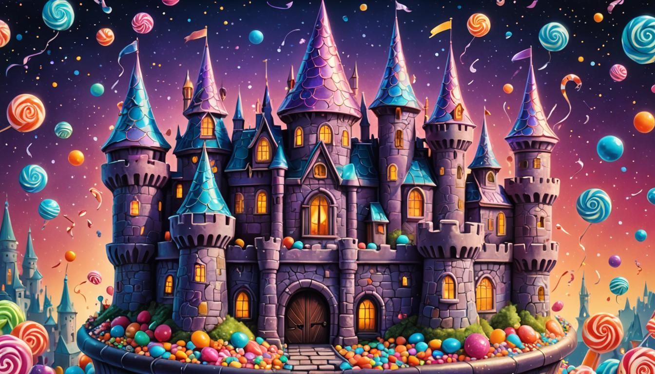 Whimsical Candy Jar Castle with Sparkling Sweets