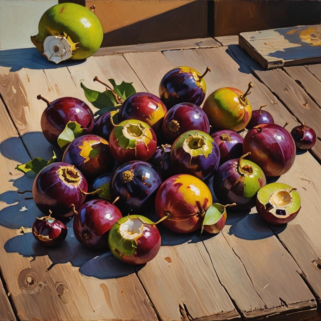 Mangosteens Still Life in Oil Painting Style