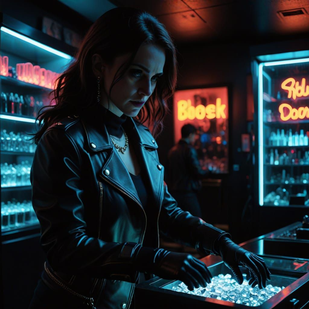 Gritty Female Heist in Neon Noir Style