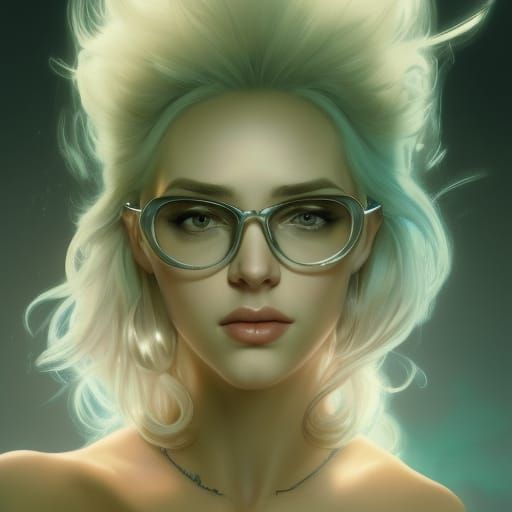 Silver-Haired Beauty with Blue Eyes in Detailed Render