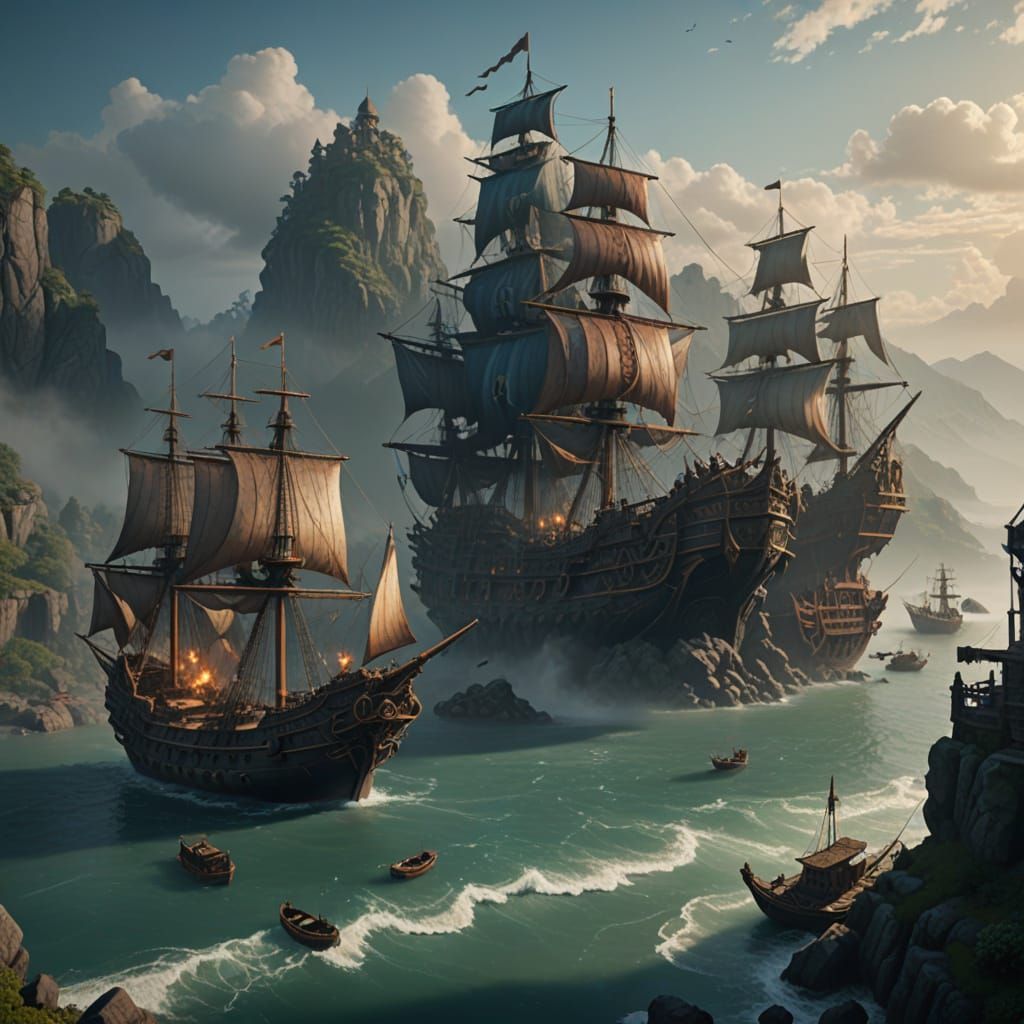 Ancient Harbor in Fog: A Matte Painting Masterpiece