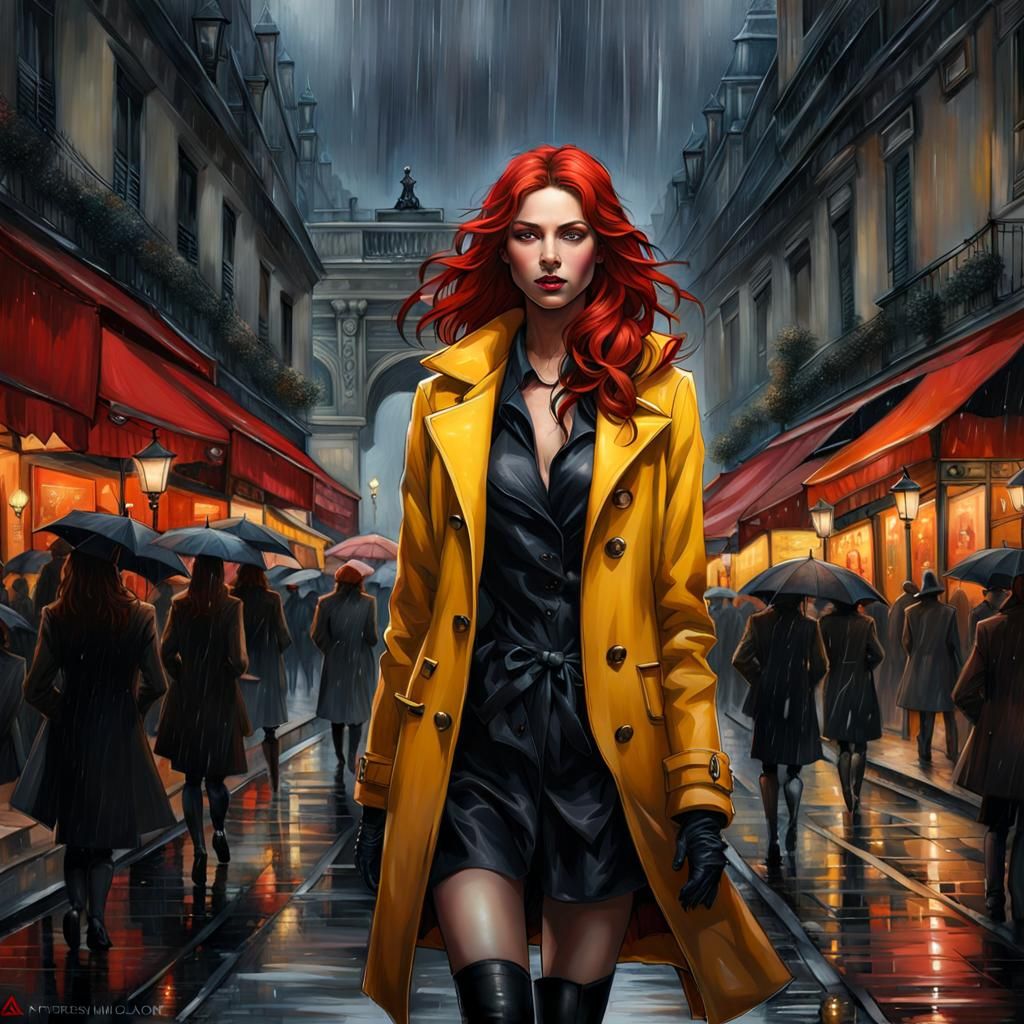 French Woman in Paris at Night, Gothic Art