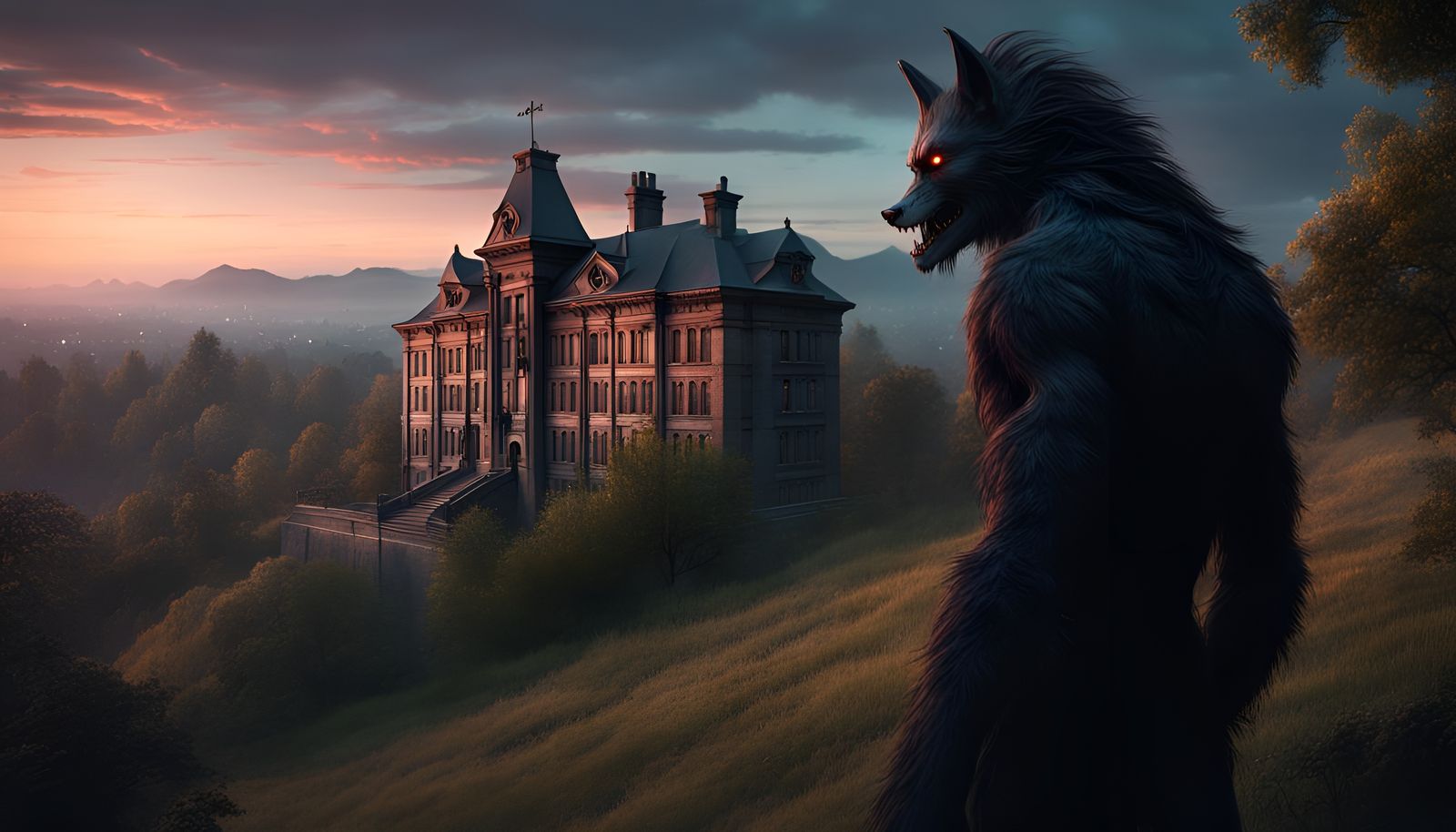 Black Werewolf at Asylum: Fantasy Concept Art