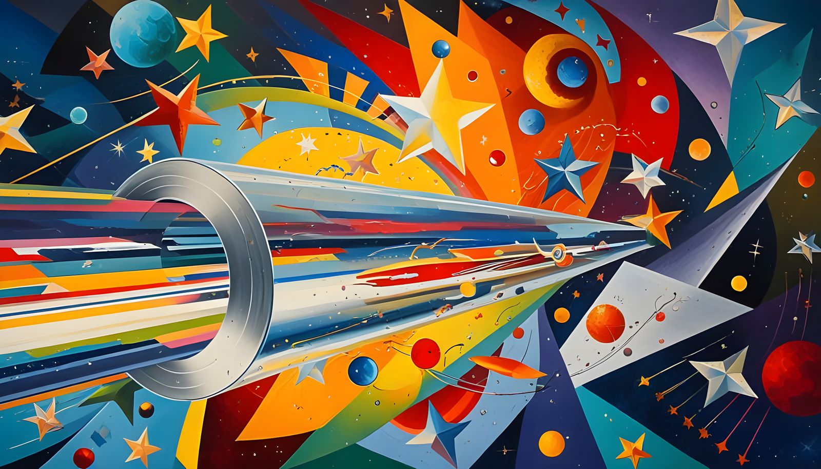 Futuristic Spacecraft Soaring Through a Surreal Cosmos