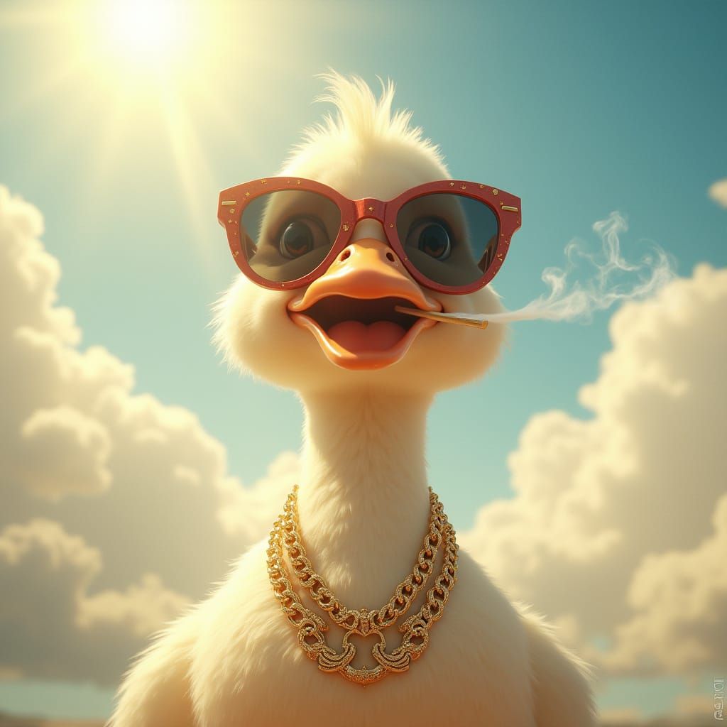Duck with Sunglasses in Dreamy Sunshine