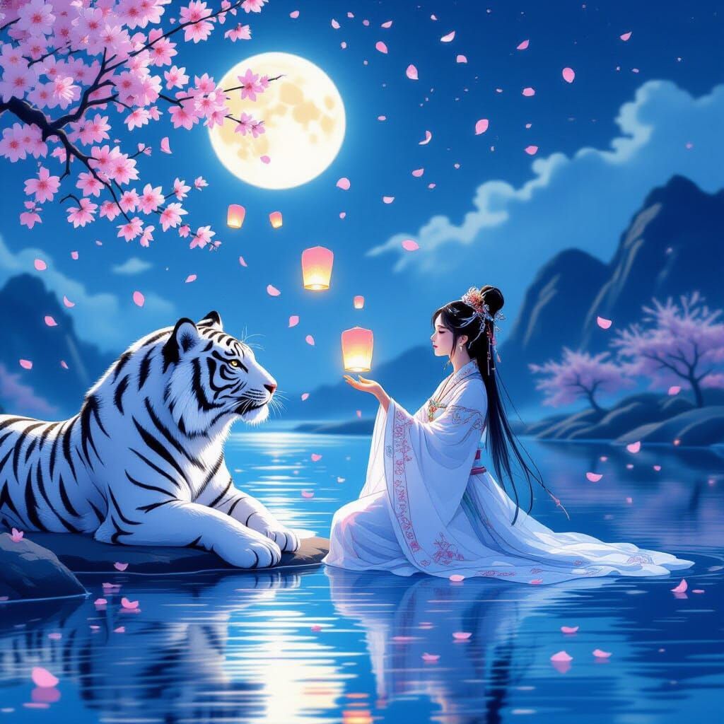 Lunar Princess and Tiger Guardian by Glowing River