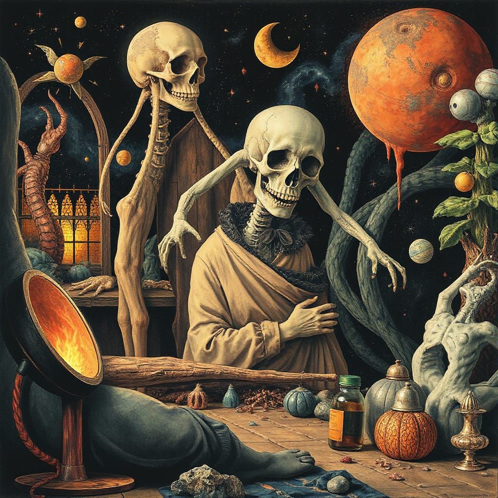 Vibrant Cyberdelic Fantasies in Impasto Style