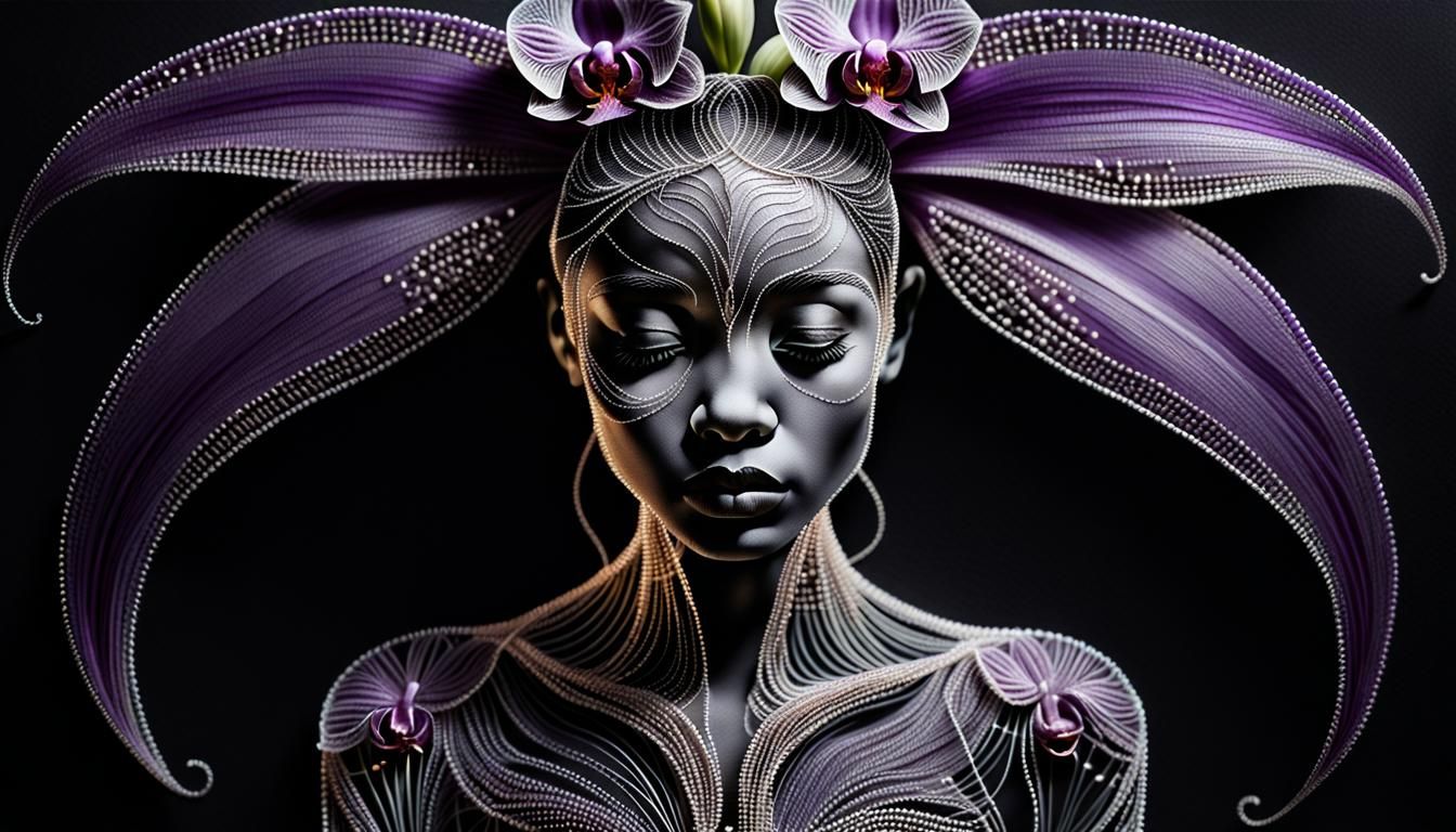 Portrait of a Black Orchid - String Art