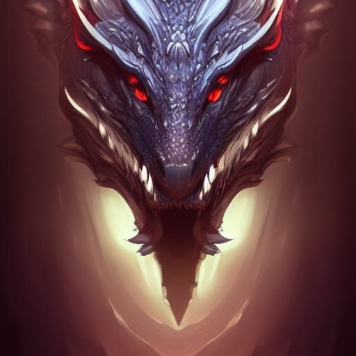 Dragon-Wolf Hybrid Portrait in Hyperdetailed Style