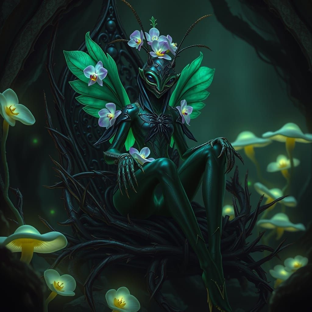 Ethereal Fae Queen of Obsidian and Orchids
