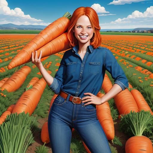 Harvesting Carrots: Comic Book Style Field Scene