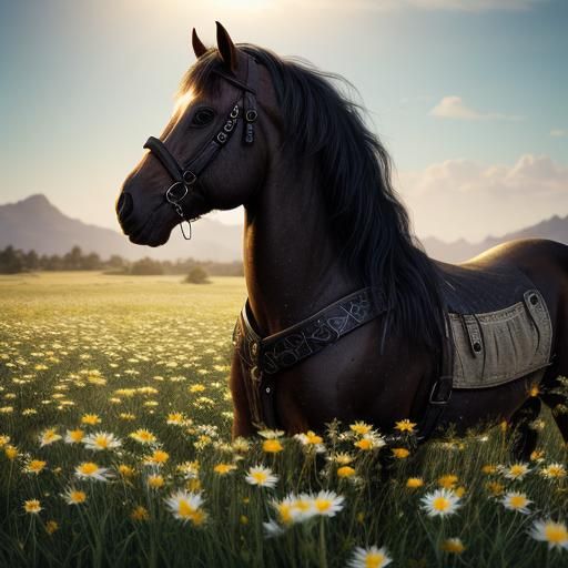 Happy Horse in Lush Meadow Concept Art