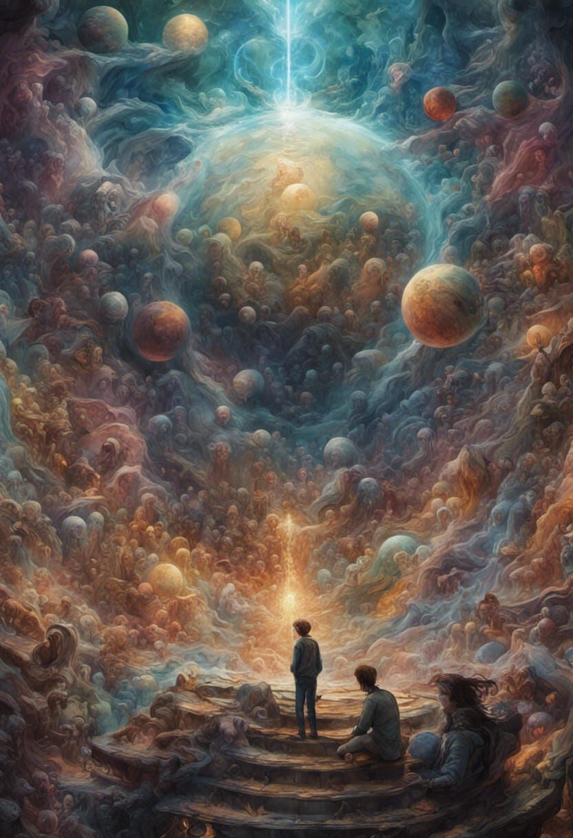 Hyper-Realistic Stained Glass Cosmic Interdimensional Mindsc...