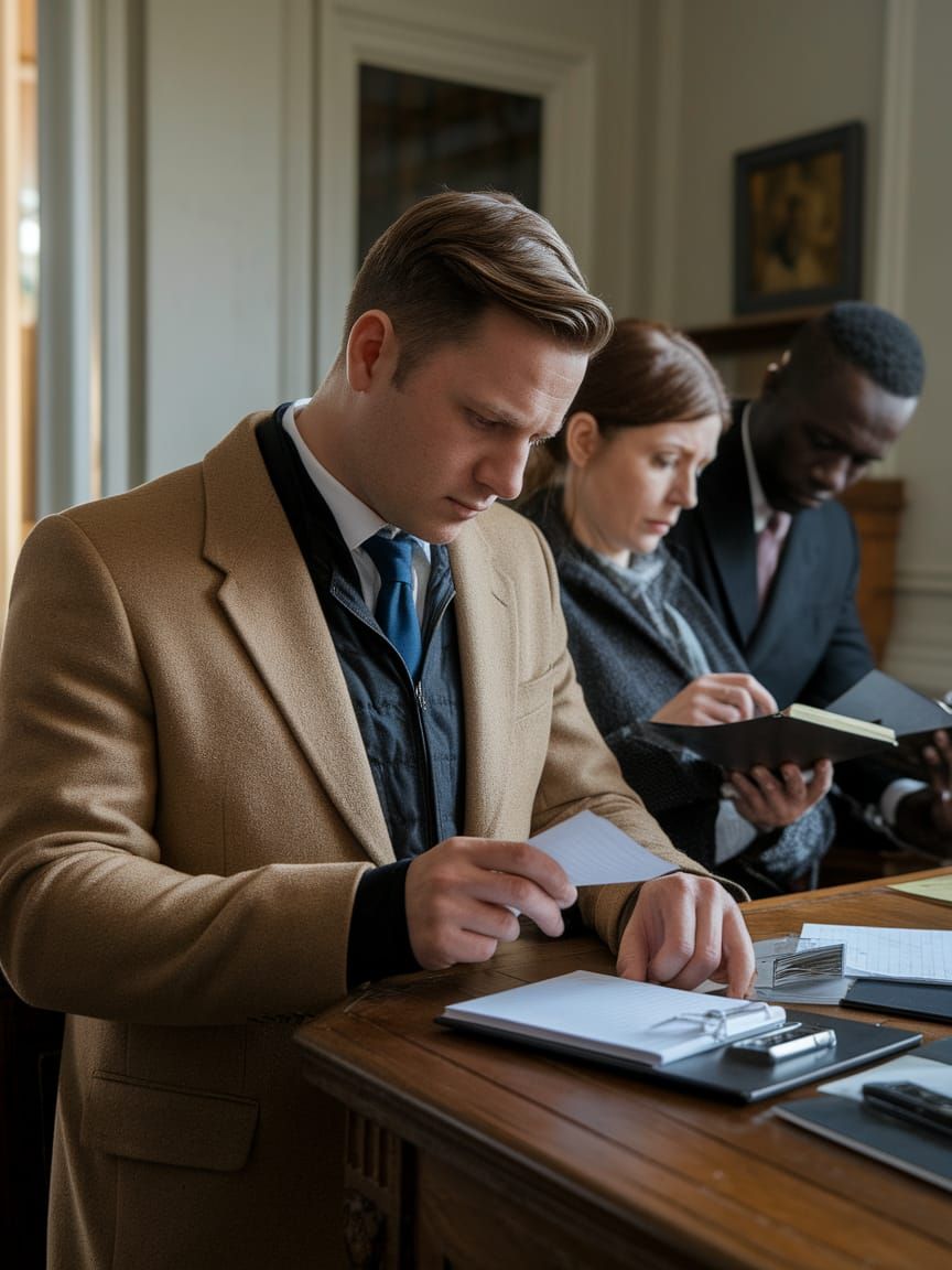 Detectives Examine Crime Scene Notes
