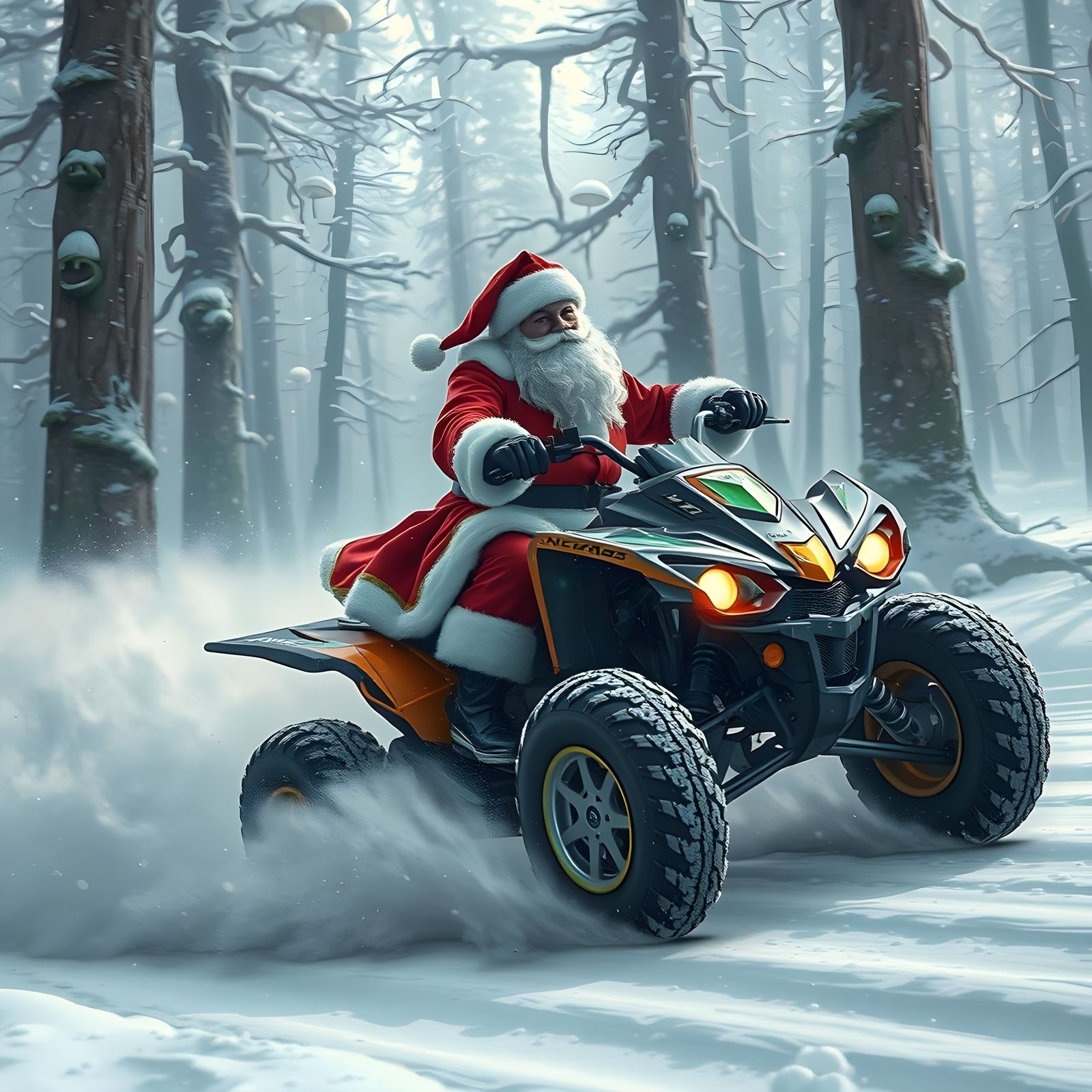 Santa Claus on ATV Fantasy Concept Art