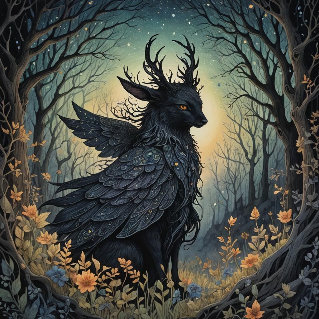 Magical Forest Creature in Dreamcore Style