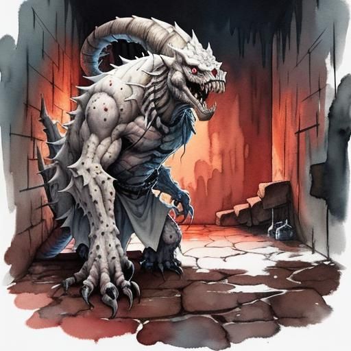 Mischievous One-Eyed Monster in Watercolor Art